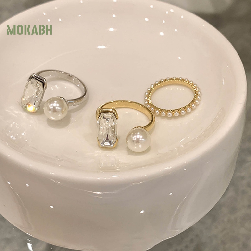 [Mới] Nhẫn Hở Đính Đá Zircon Ngọc Trai Nhân Tạo Không Phai Màu Điều Chỉnh Được Không Gây Dị Ứng Trang Trí Hợp Thời Trang