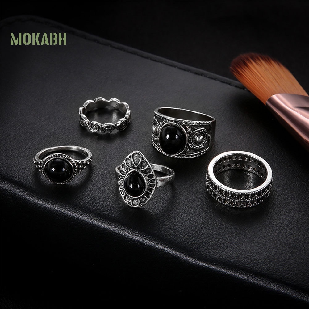 Bộ 5 Nhẫn Đeo Đốt Tay Phong Cách Vintage Xinh Xắn