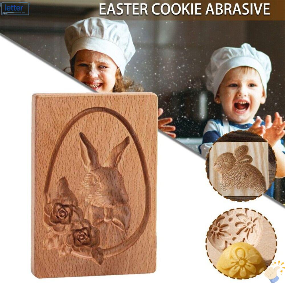 Khuôn Gỗ Dập Nổi Họa Tiết Happy Easter / Thỏ / Bánh Quy / Bánh Mì Gừng Độc Đáo Tiện Dụng