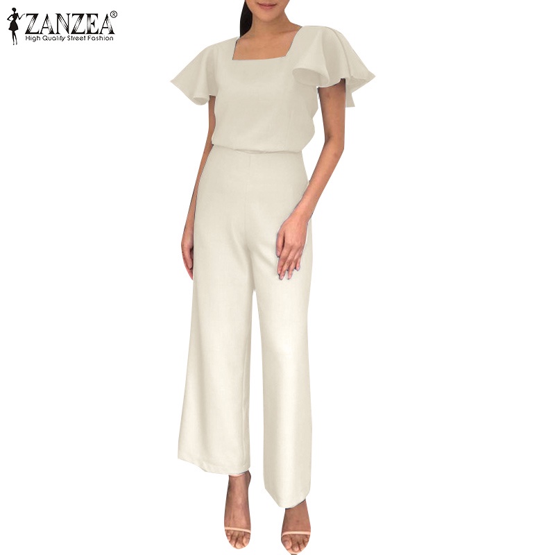 Zanzea Bộ Áo Cổ Vuông + Quần Dài Lưng Cao Có Khóa Kéo Bên Hông Thời Trang Vintage Cho