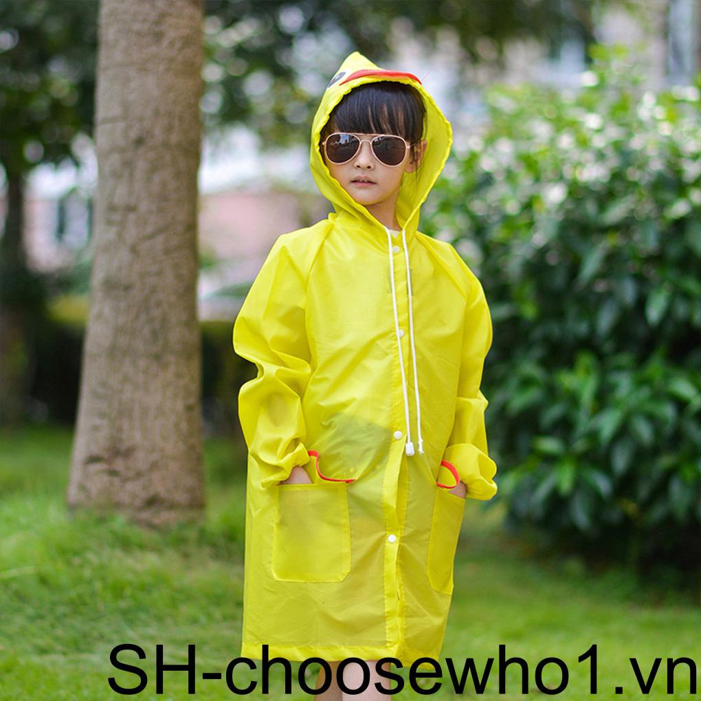 Áo Mưa Dây Rút Chống Thấm Nước Có Túi Thoáng Khí 90cm - 130cm Dành Cho Trẻ Em