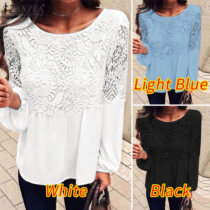 Zanzea Áo Nữ Tay Dài Phối Ren Thời Trang Quyến Rũ