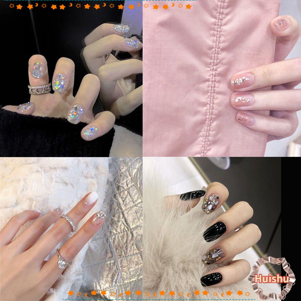 Bộ 24 Móng Tay Giả Đầu Tròn / Vuông Che Phủ Toàn Diện