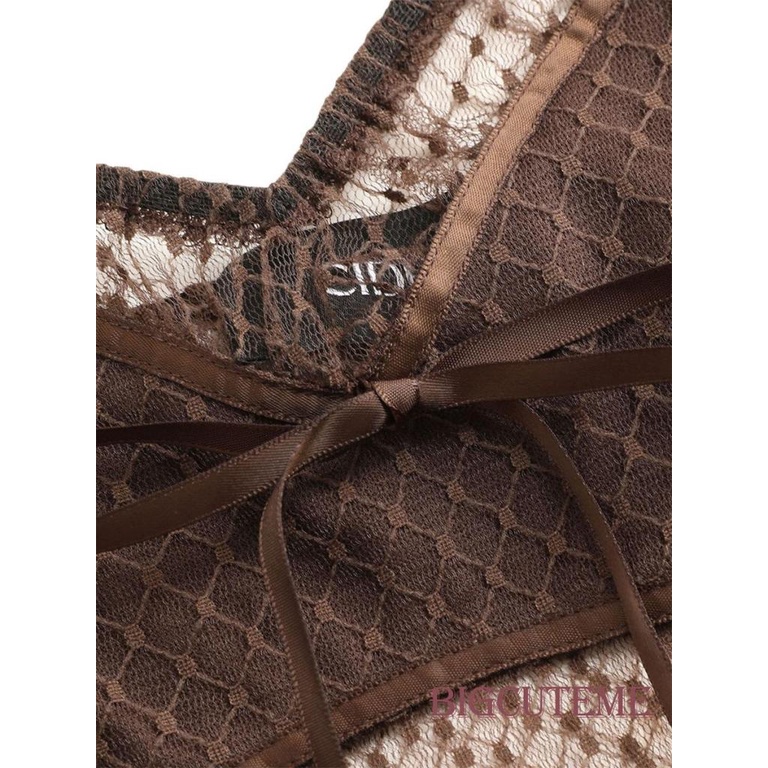 Áo Croptop Không Tay Cổ Chữ V Họa Tiết Chấm Bi Phối Ren Thời Trang Mùa Hè Cho Nữ