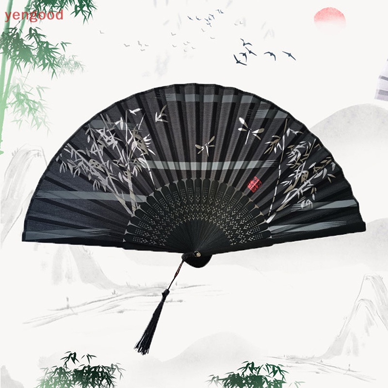 (YGD) Quạt Gấp Cầm Tay Tua Rua Phong Cách Trung Hoa Cổ Điển Dành Cho Nữ Trang Trí Nhà Cửa