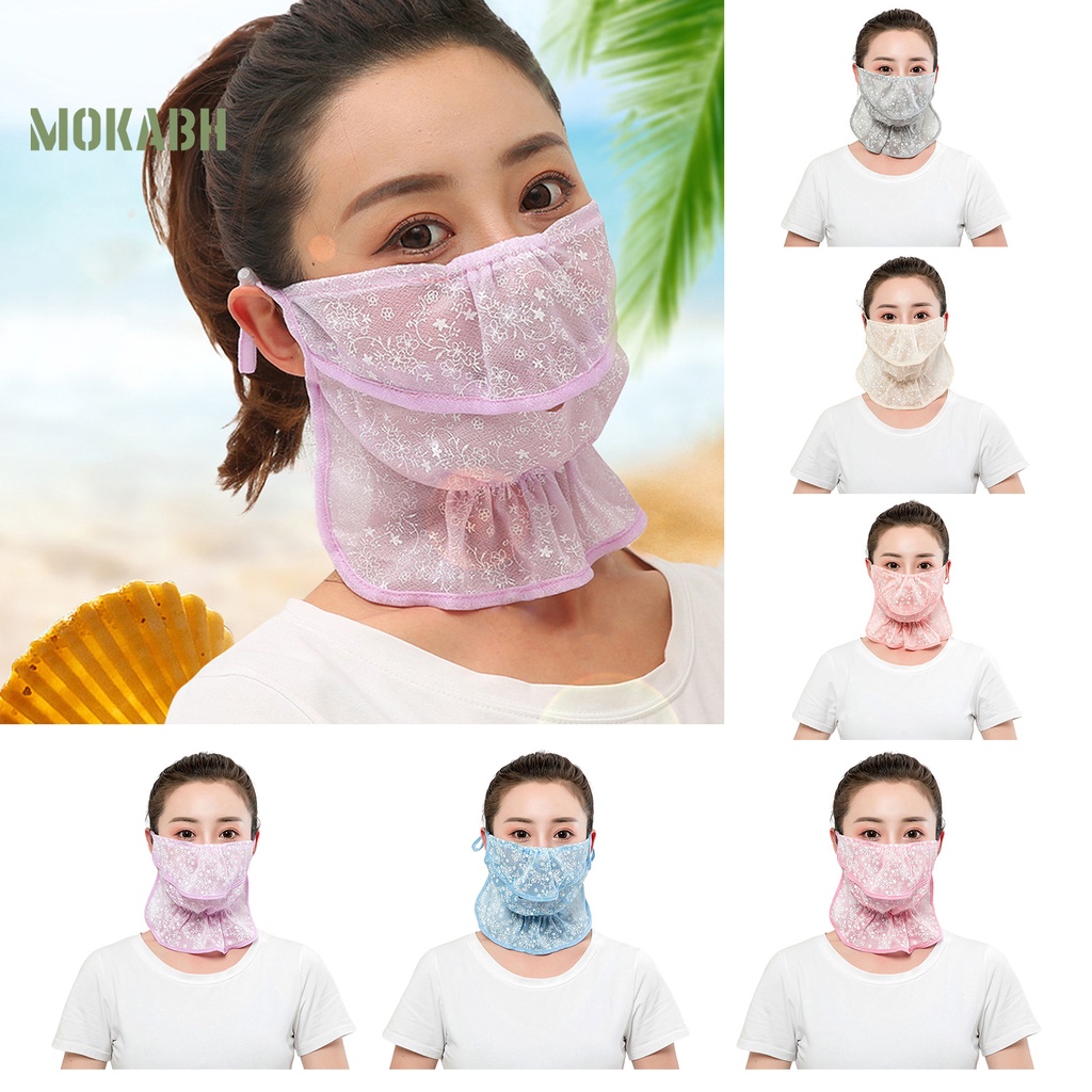 Khẩu Trang Chống Nắng Chống Bụi Thêu Hoa Mỏng Bảo Vệ Mặt Và Cổ