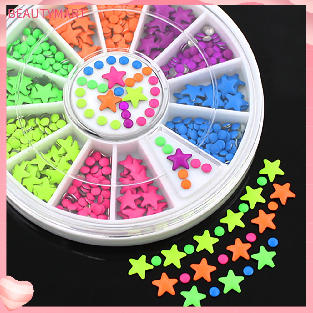 Bánh Xe Tròn &amp; Ngôi Sao Nhiều Màu Sắc Dùng Trang Trí Móng Tay Nghệ Thuật DIY