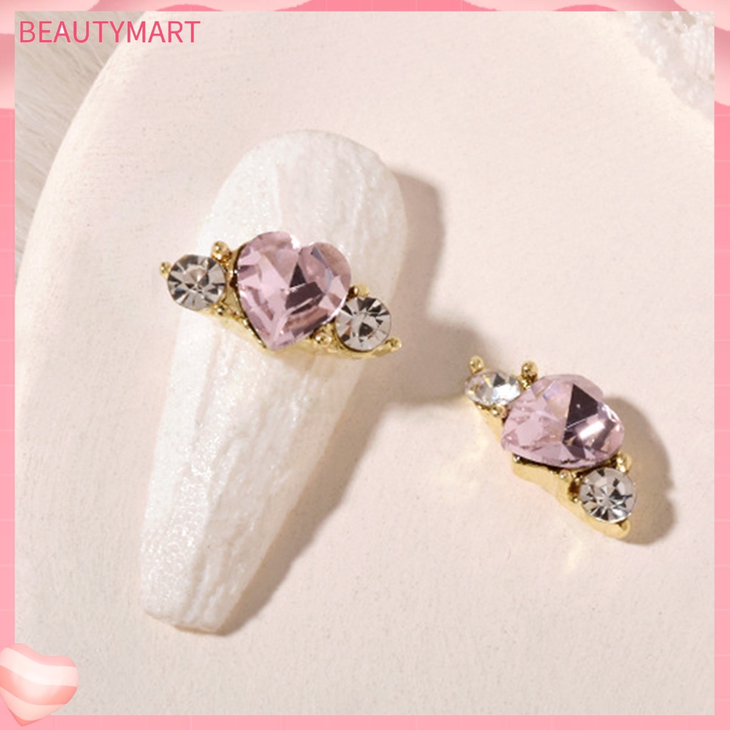 Set 10 Phụ Kiện Trang Trí Móng Tay Nghệ Thuật Hình Trái Tim Đính Đá Bằng Hợp Kim DIY