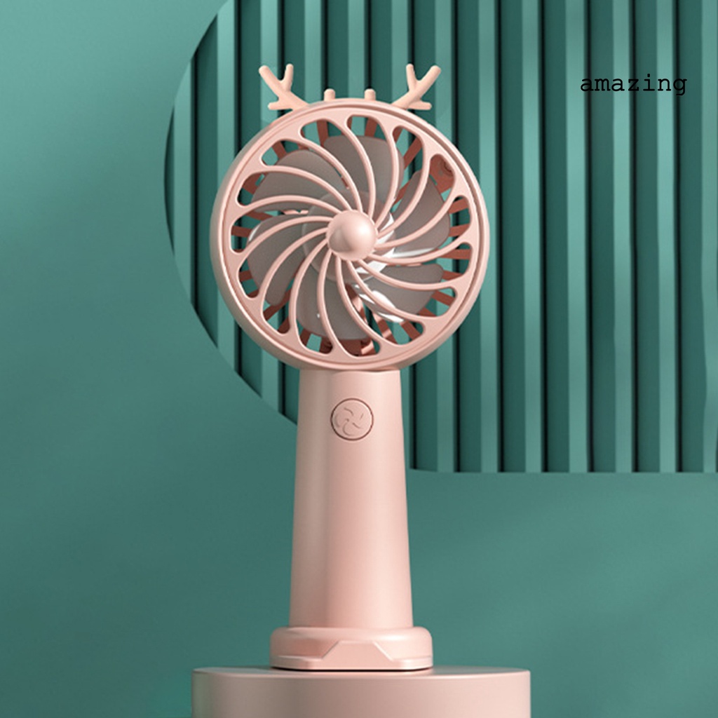 Quạt Tản Nhiệt USB Mini Cầm Tay Bằng Nhựa Hình Tai Hoạt Hình Dễ Thương Tiếng Ồn Thấp Có Thể Sạc Lại