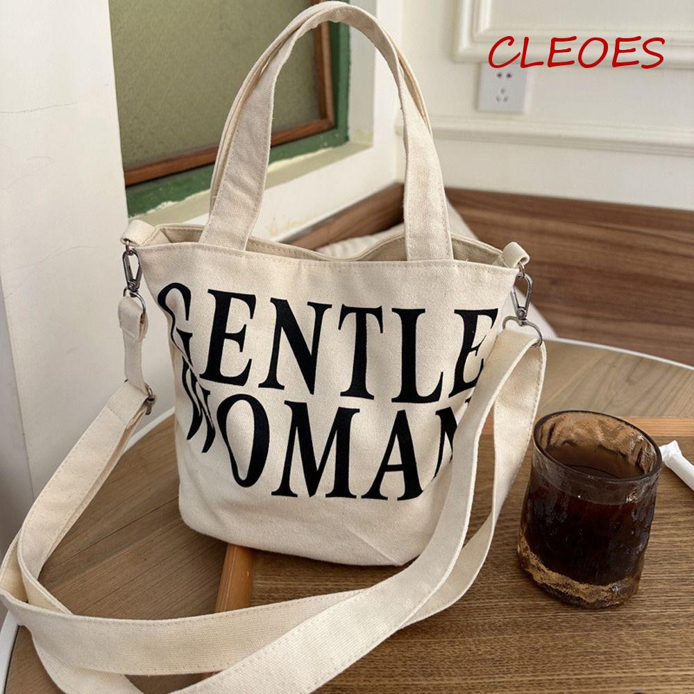 Túi Xách CLEOES Vải Canvas In Chữ Đựng Son Môi Trang Điểm Sức Chứa Lớn Phong Cách Thanh Lịch Cho Nữ