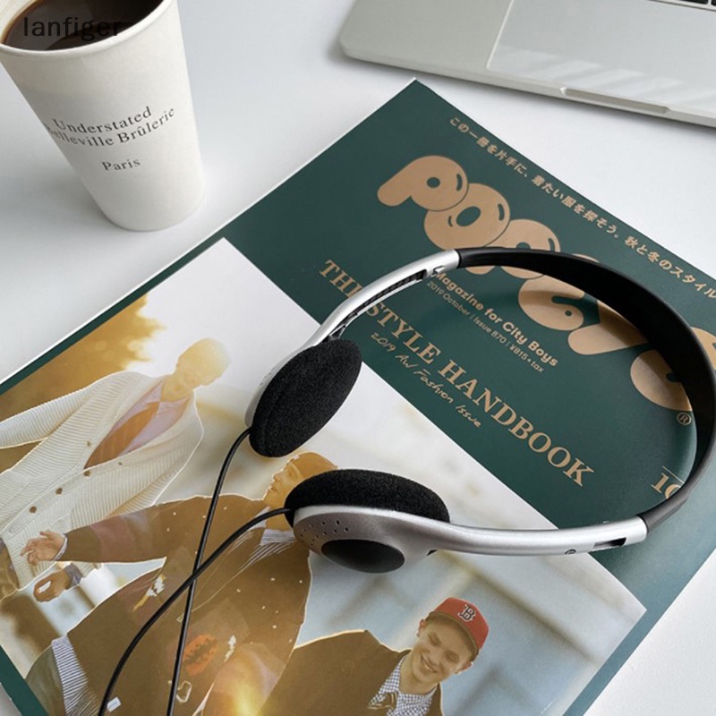 Tai Nghe Chụp Tai Lanf 90 's Có Micro Màu Đen / Bạc Thời Trang Phong Cách Nhật Bản