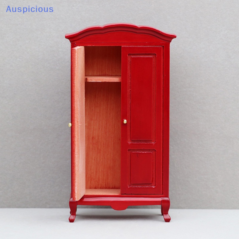 Tủ Quần Áo Màu Đỏ Phong Cách Retro Dành Cho Nhà Búp Bê 1: 12