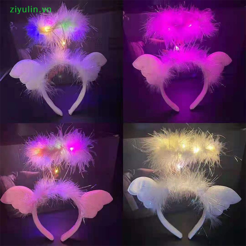 1 Băng Đô Đèn LED ziyulin Đính Lông Vũ Hóa Trang