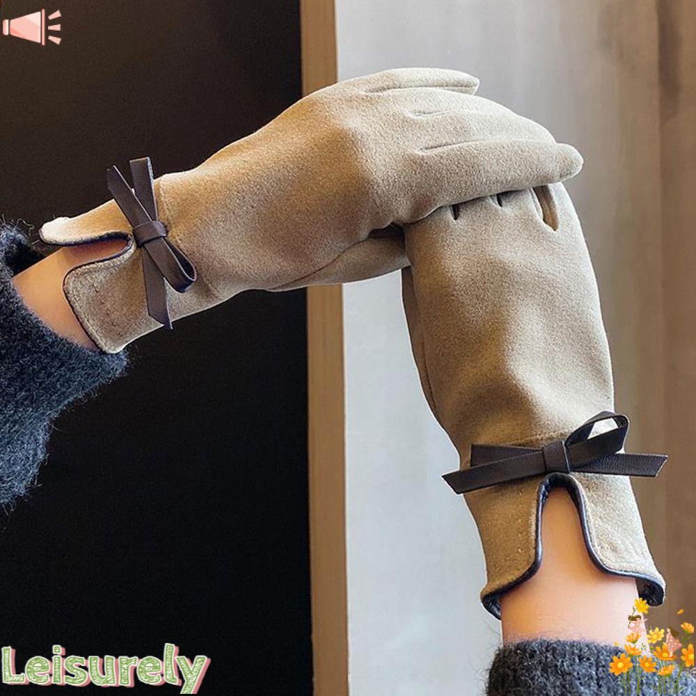 Găng Tay Lái Xe Vải Lông Cừu Giữ Ấm Thời Trang Thu Đông Cho Nữ