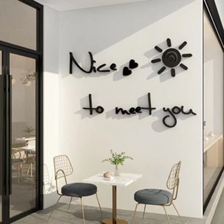 Giấy Dán Tường 3D Bằng Acrylic In Chữ Tiếng Anh Nice to Meet You Chống Nước Trang Trí Cửa Hàng / Ban Công / Phông Nền TV