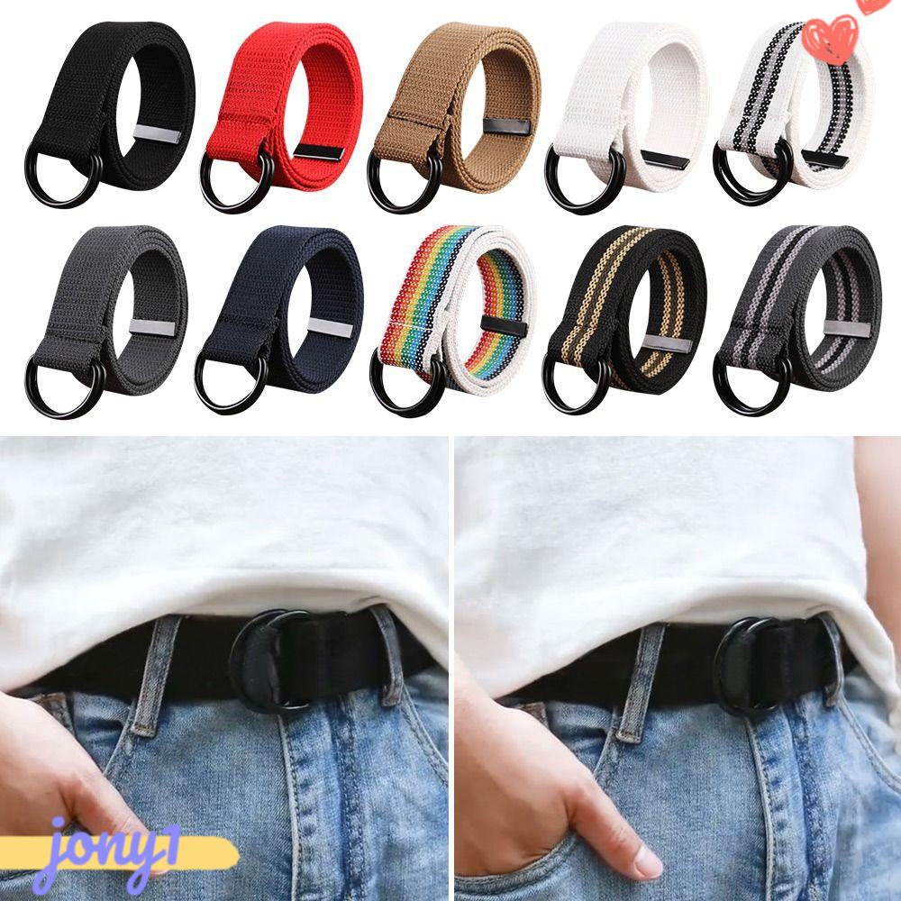 Thắt Lưng Bện Sợi Nylon Có Khóa Màu Đen Đơn Giản