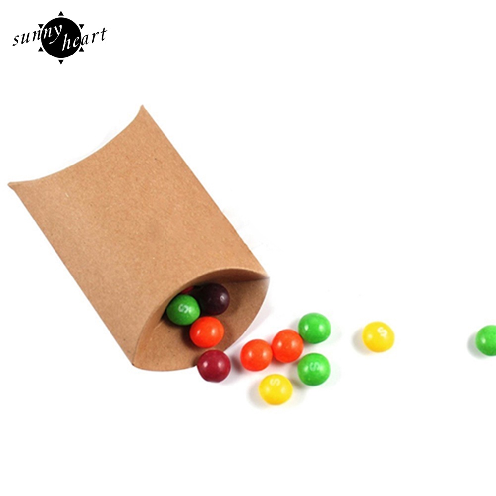 Set 50 Hộp Giấy Kraft Hình Gối Dùng Để Đựng Quà / Kẹo Cưới