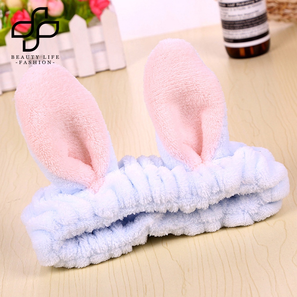 Băng Đô Tai Thỏ Co Giãn Dễ Thương Dành Cho Nữ Rửa Mặt