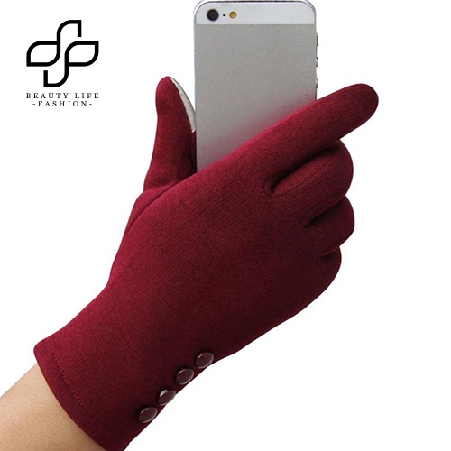 Găng Tay Mềm Mại Chống Gió Giữ Ấm Mùa Đông Có Nút Chạm Màn Hình Cảm Ứ