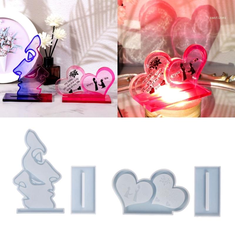 Khuôn Silicone Làm Khung Ảnh Hình Trái Tim Kèm Giá Đỡ Tiện Dụng