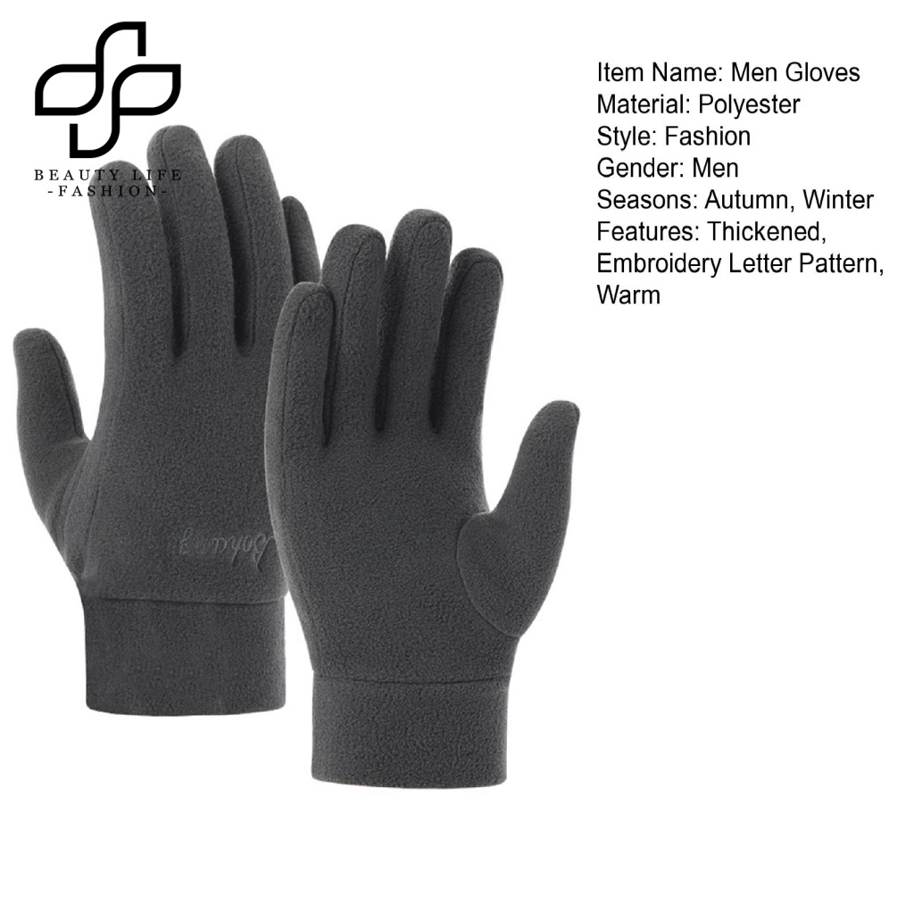 1 Đôi Găng Tay Chống Sốc Mùa Thu Đông Thêu Chữ Cho Nam