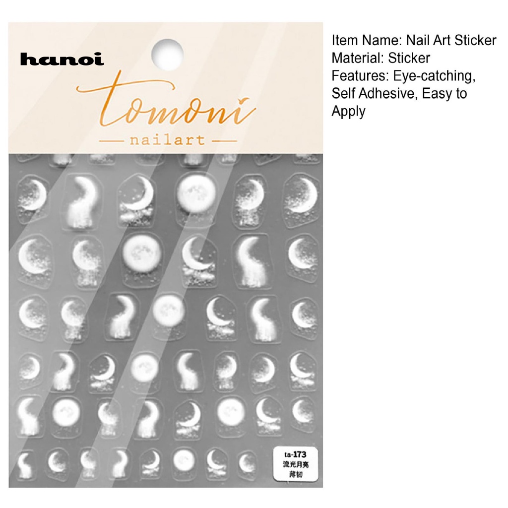 Miếng Dán Móng Tay Hình Mặt Trăng / Đen / Trắng Chống Phai Màu Dễ Tháo Rời DIY