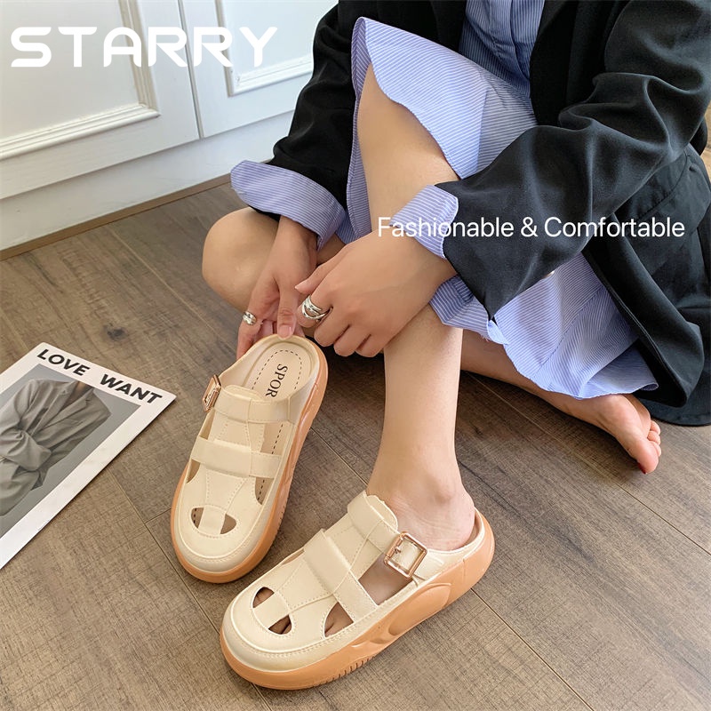 STARRY sandal nữ dép quai hậu nữ dép nữ đế cao dép bánh mì 2023NEW 060513