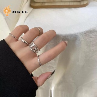 Bộ 5 nhẫn MKEB hợp kim nhiều màu sắc thời trang Hàn Quốc cho nữ
