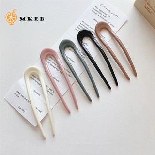 MKEB Kẹp cài tóc hình chữ u bằng acrylic nhiều màu sắc phong cách vintage Hàn Quốc