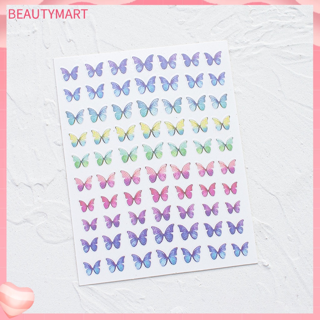 1 Tấm Sticker Dán Móng Tay Tự Dính Không Phai Họa Tiết Bướm Trang Trí Tiệc