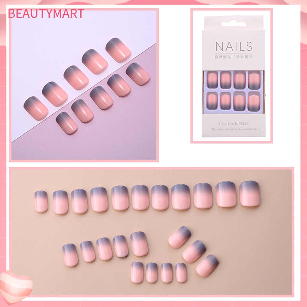 Hộp 24 Móng Tay Giả Bằng Nhựa Resin Mượt Mà DIY Thông Dụng Cho Nữ