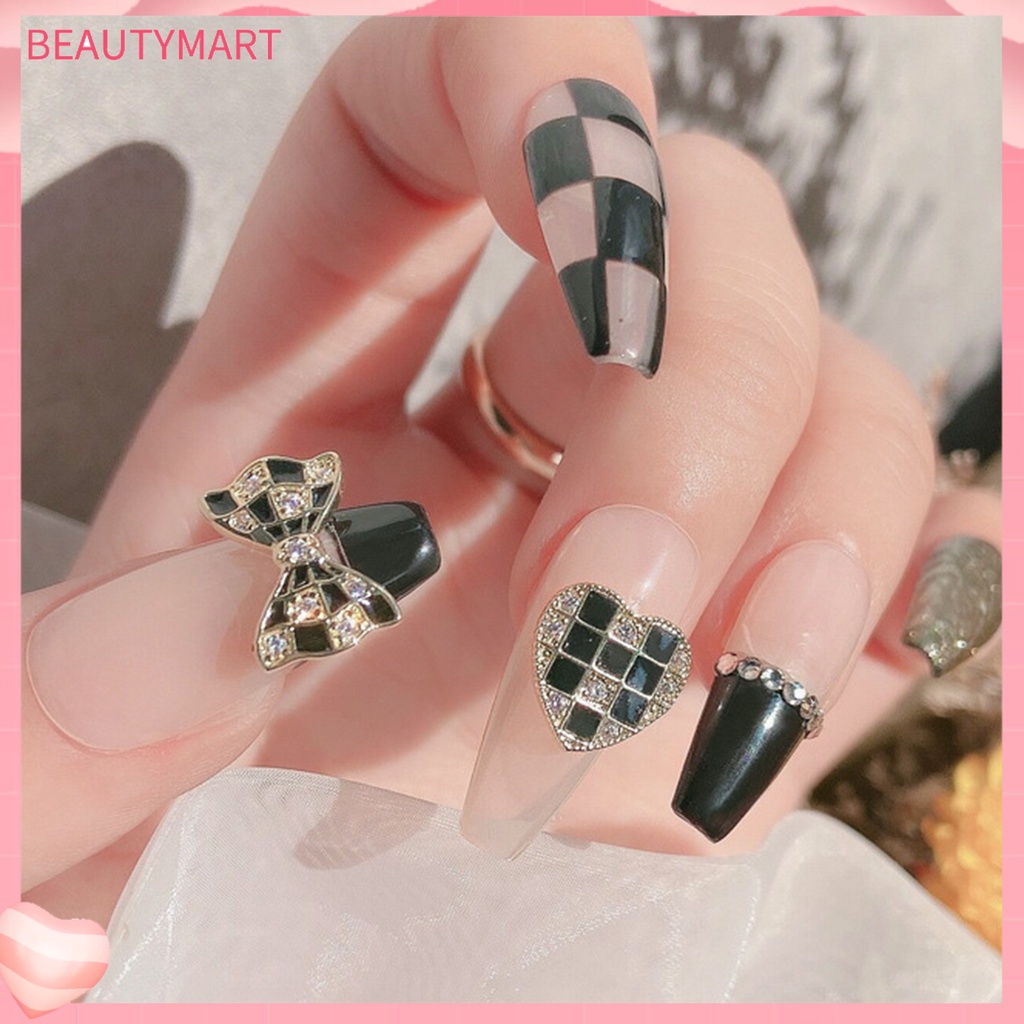 Phụ Kiện Trang Trí Móng Tay Nghệ Thuật Hình Gấu Nơ Trái Tim Dễ Thương Bắt Mắt