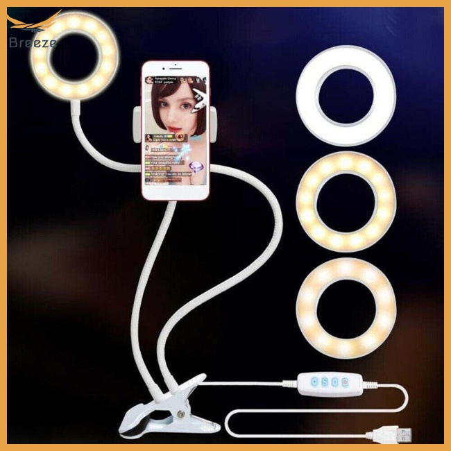 Vòng Đèn Led 12w 3 Mức Độ Kẹp Điện Thoại Di Động Hỗ Trợ Chụp Ảnh Tự Sướng