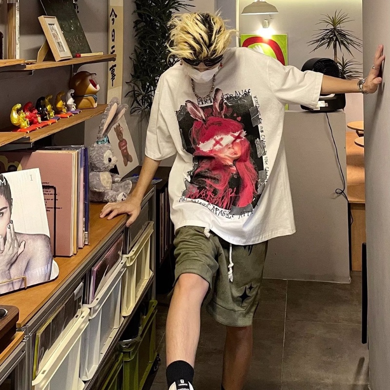 Áo Thun Ngắn Tay Phong Cách Hip Hop Âu Mỹ Cổ Điển Thời Trang Đường Phố Mới