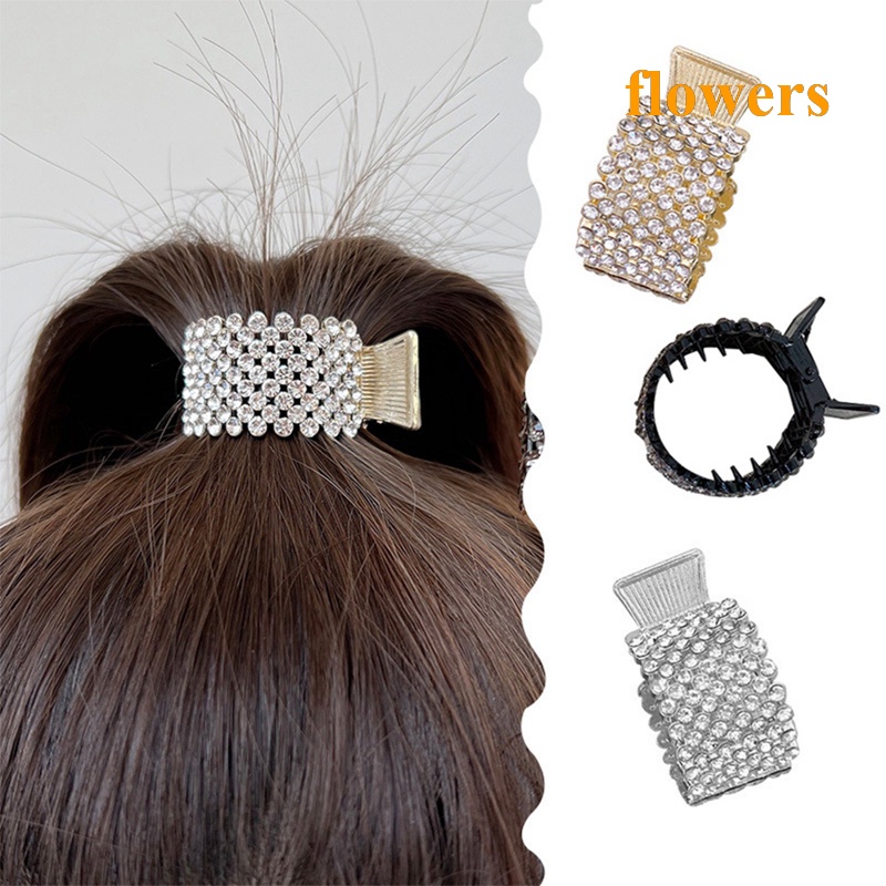 Kẹp Tóc Đuôi Ngựa Bằng Kim Loại Đính Đá Chống Trượt Thời Trang Cho Nữ