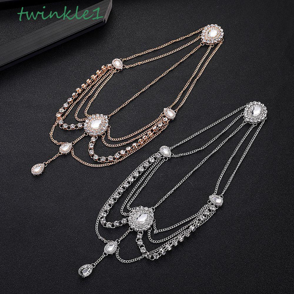 Băng Đô Cài Tóc Dạng Chuỗi Hạt Lấp Lánh Sang Trọng Cho Cô Dâu