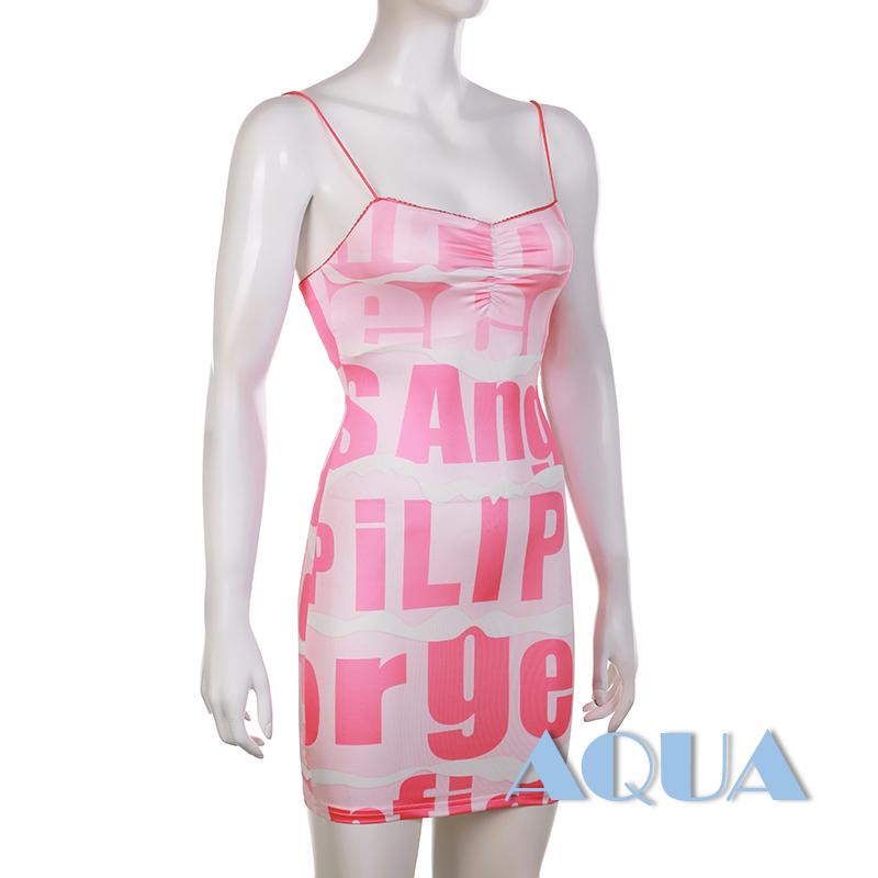 Đầm không tay dáng ôm Hoạ Tiết Chữ In Thiết Kế Ôm Sát Tôn Dáng