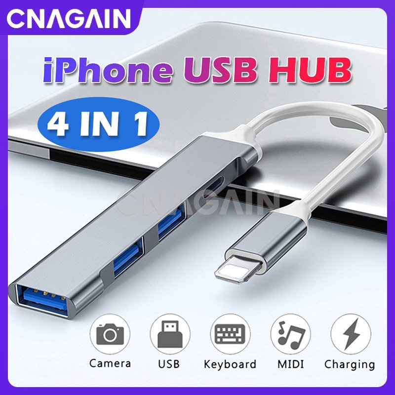 Bộ Chia Cổng Lightning Sang USB OTG 3.0 4 Trong 1 Cho iPhone14 13 pro max 12 11 xs xr / iPad Thẻ