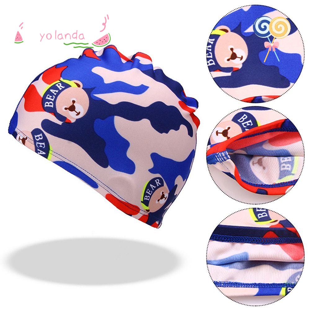 Mũ Bơi Turban Nylon Co Giãn Xếp Ly Che Tai Khi Chơi Thể Thao Dành Cho Trẻ Em