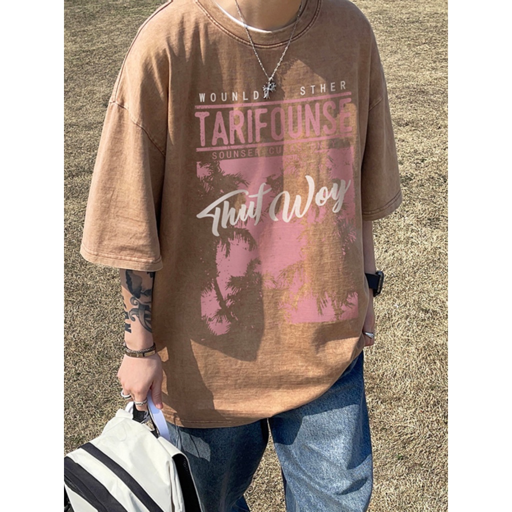 Áo Thun Tay Ngắn Chất Liệu Cotton Phong Cách Hip Hop Đường Phố Mỹ Thời Trang Mùa Hè Cho Nam 280g