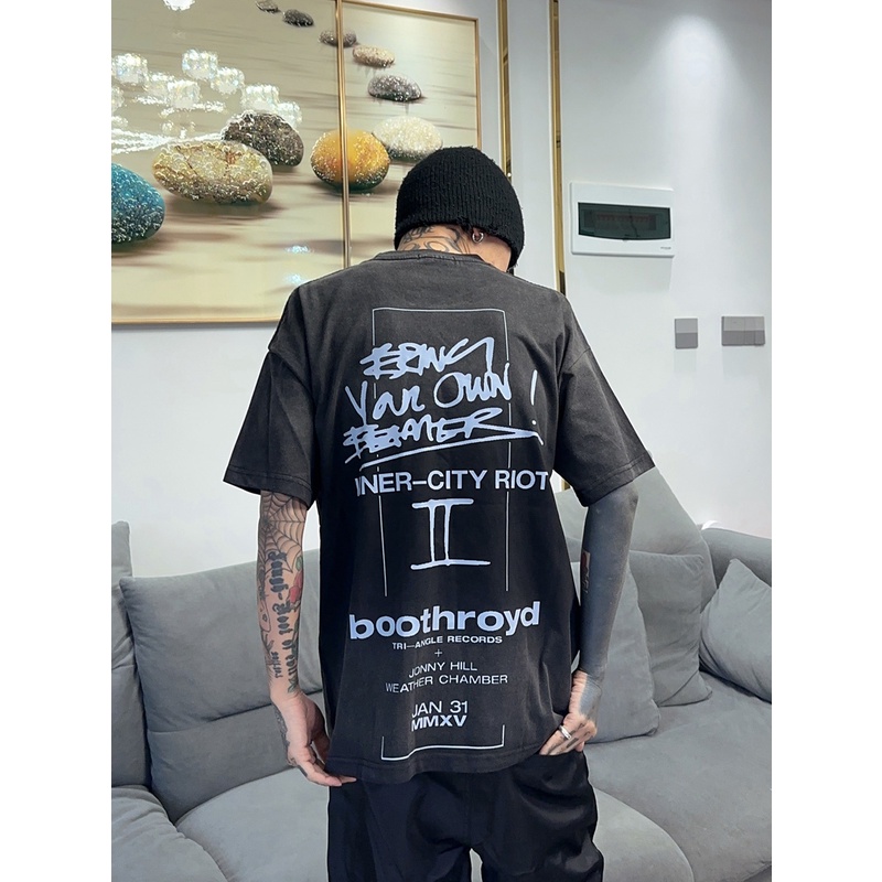 Áo Thun Cotton Ngắn Tay Dáng Rộng Nhuộm Màu Gradient Cá Tính Cho Nam 240G