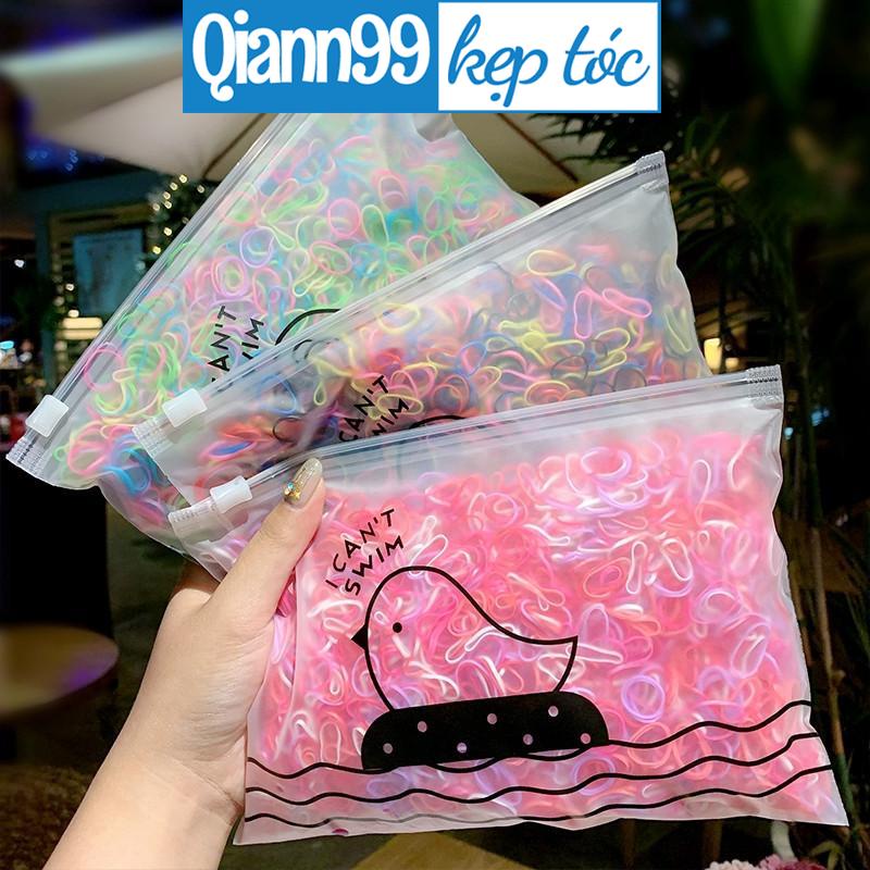 Set 100 dây buộc tóc thời trang bằng cao su dùng một lần dành cho bé gái
