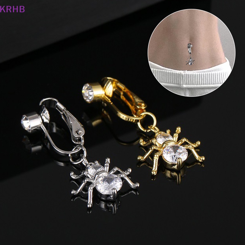 Khuyên Rốn Hình Nhện Không Cần Đục Lỗ Bằng Đồng Đính Đá Zircon Gợi Cảm Mới