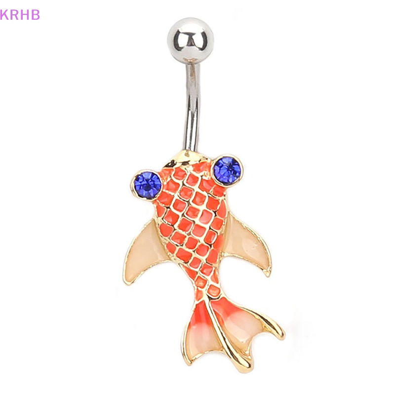 Khuyên Rốn Hình Cá Vàng Bằng Thép Không Gỉ Đính Đá Thời Trang Cho Nữ Mới