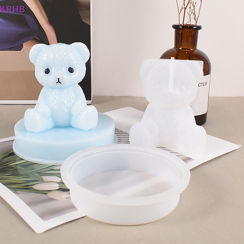 Khuôn Silicon Làm Đá / Xà Phòng Hình Gấu Cười 3D Diy Mới