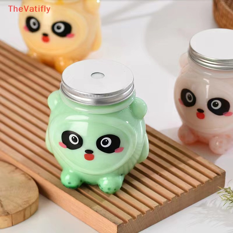 [Thevalifly] Bình Nước Ép Lạnh Trong Suốt Có Nắp Đậy Hình Gấu Trúc