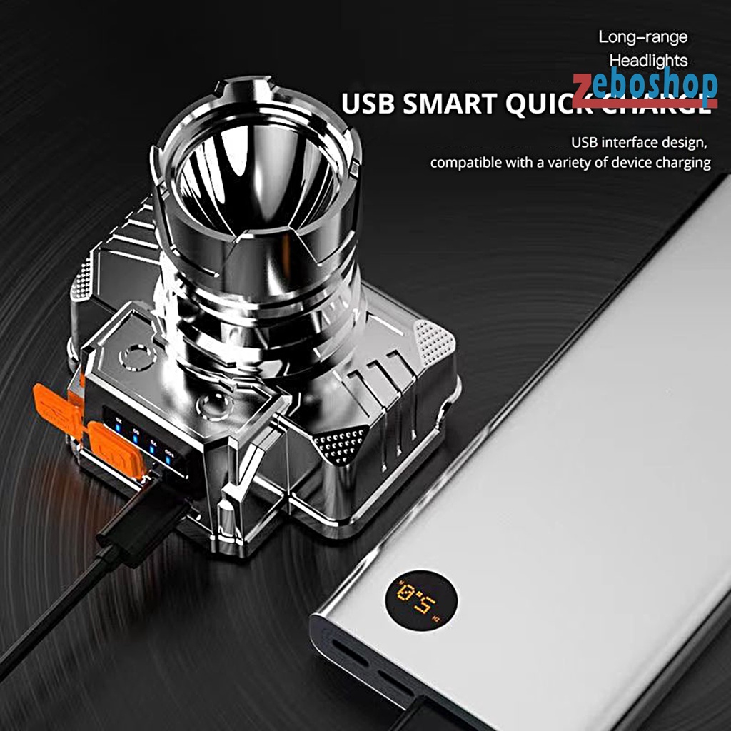 Zeboshop 1 Bộ Đèn Pin Nhỏ Độ Sáng Cao Có Thể Sạc Lại Màn Hình Hiển Thị Thông Minh Gắn Đầu Đèn Pin Nhỏ Cho Hoạt Động Ngoài Trời