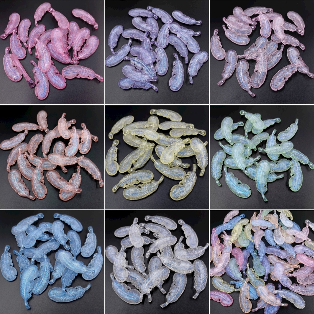 Set 10 Mặt Dây Chuyền Hình Lông Vũ Phát Quang Thời Trang