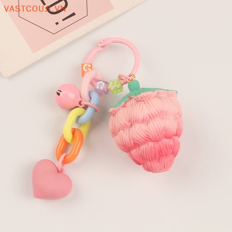 Móc Khóa Hình Trái Dâu Bằng Nhựa Acrylic Xinh Xắn