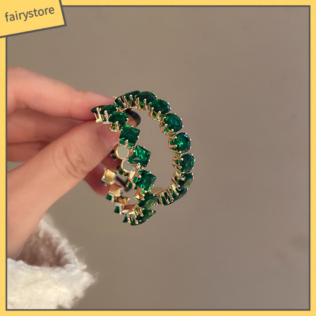 1 Đôi Bông Tai Tròn Đính Đá Lấp Lánh Sang Trọng Dành Cho Nữ